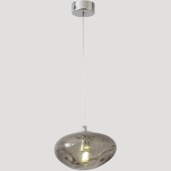 Crystal Lux Formless SP1 Smoke 4121/201 Подвесной современный светильник, плафон диаметром 15 см, дымчатое стекло, основание хром металл, лампа G9 1шт макс. 40Вт IP20 220В