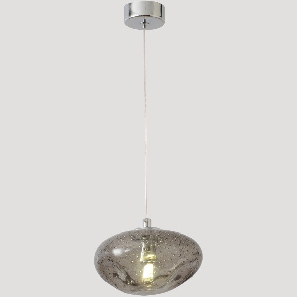 Crystal Lux Formless SP1 Smoke 4121/201 Подвесной современный светильник, плафон диаметром 15 см, дымчатое стекло, основание хром металл, лампа G9 1шт макс. 40Вт IP20 220В