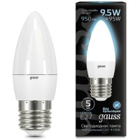 103102210 Лампа Gauss LED Свеча E27 9.5W 950lm 4100К 1/10/50