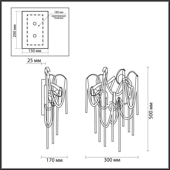 5067/4W HALL ODL24 395 черный/металл/металл Бра G9 4*40W CHAINY