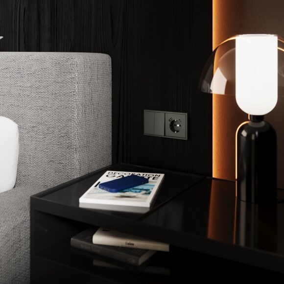 VLS020506 Перекрестный переключатель встраиваемый двухклавишный 10 ампер (2200 Ватт) титанового цвета 10А (2200 Ватт) VOLTUM S70 (титан)