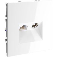 VLS060701 Розетка компьютерная RJ45 и ТV Телевизионная оконечная для антренных кабелей RG6 или РК 75-4,8-31. Патчкорд категории 6Е (для проводов CAT5-CAT6 до 10 Гбит/сек) белого глянцевого цвета VOLTUM S70 (белый глянцевый)