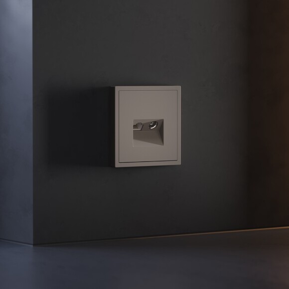 VLS002714 Накладка для розетки TV+RJ45 (CAT5-CAT6 + RG6 или РК 75-4,8-31 коричневого цвета VOLTUM S70 (купучино)