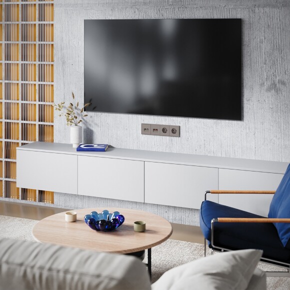 VLS002714 Накладка для розетки TV+RJ45 (CAT5-CAT6 + RG6 или РК 75-4,8-31 коричневого цвета VOLTUM S70 (купучино)