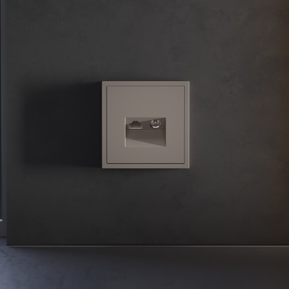 VLS002714 Накладка для розетки TV+RJ45 (CAT5-CAT6 + RG6 или РК 75-4,8-31 коричневого цвета VOLTUM S70 (купучино)