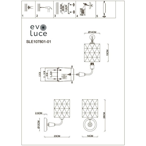 SLE107801-01 Светильник настенный Никель/Белый E14 1*40W MILI