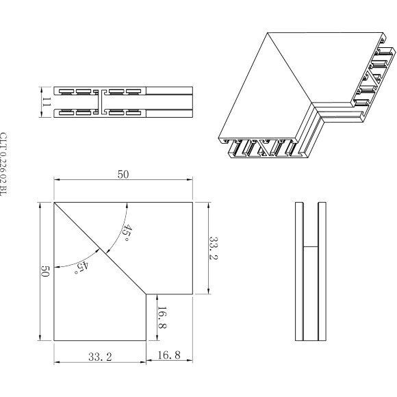 Crystal Lux CLT 0.226 02 BL 1408/129 Угловой соединитель с потолка на стену для двустороннего шинопровода серии UX5
