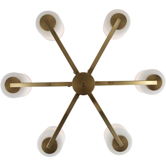 ST-Luce OPALUS BRASS SL1403.303.06 Подвесная люстра в ретро стиле, плафоны матовое белое стекло, основание металл цвета латунь, диаметр 60см, макс высота 115см, сменные лампы E27 6x40W IP20 220В