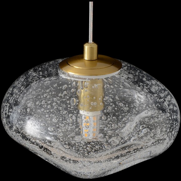 Crystal Lux FORMLESS SP1 TRANSPARENT 4120/201 Подвесной современный светильник, плафон диаметром 15 см, прозрачное стекло с вкраплениями, основание золотой металл, лампа G9 1шт макс. 40Вт IP20 220В