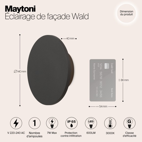 Уличный настенный светильник Maytoni O420WL-L7GF Wald IP65 светодиодный LED 7W