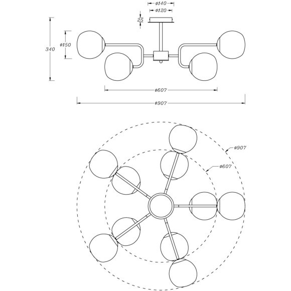 Люстра потолочная Maytoni MOD221PL-10G Erich под лампы 10xE14 40W Люстра потолочная Maytoni MOD221PL-10G Erich под лампы 10xE14 40W