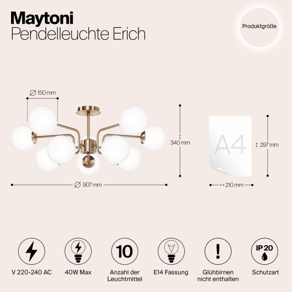 Люстра потолочная Maytoni MOD221PL-10G Erich под лампы 10xE14 40W Люстра потолочная Maytoni MOD221PL-10G Erich под лампы 10xE14 40W