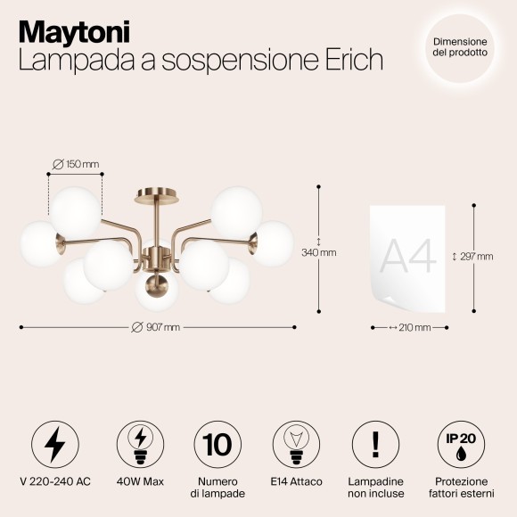Люстра потолочная Maytoni MOD221PL-10G Erich под лампы 10xE14 40W Люстра потолочная Maytoni MOD221PL-10G Erich под лампы 10xE14 40W