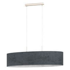 39773 TAMARESCO Двухрожковый подвесной светильник с 2 лампами E27, 80Вт, серый тканевый абажур, никелевый