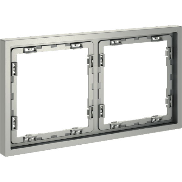 VLS100205 Рамка пластиковая для электрических изделий алюминиевого цвета VOLTUM серии S70 на 2 поста (сталь)