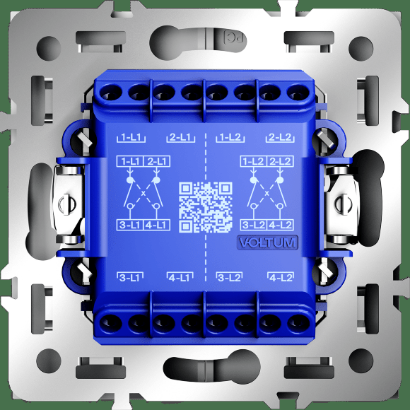 VLS020502 Перекрестный переключатель встраиваемый двухклавишный 10 ампер (2200 Ватт) белого матового цвета 10А (2200 Ватт) VOLTUM S70 (белый матовый)