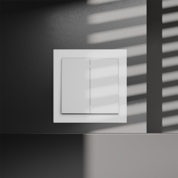 VLS020502 Перекрестный переключатель встраиваемый двухклавишный 10 ампер (2200 Ватт) белого матового цвета 10А (2200 Ватт) VOLTUM S70 (белый матовый)