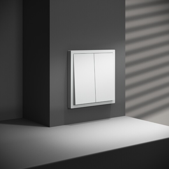 VLS020502 Перекрестный переключатель встраиваемый двухклавишный 10 ампер (2200 Ватт) белого матового цвета 10А (2200 Ватт) VOLTUM S70 (белый матовый)