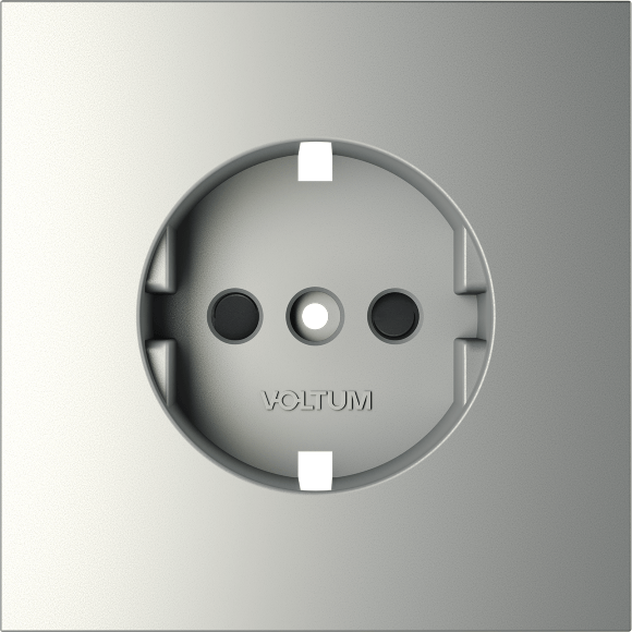 VLS000705 Накладка для розетки с заземлением и защитными шторками стального цвета VOLTUM S70 (сталь)