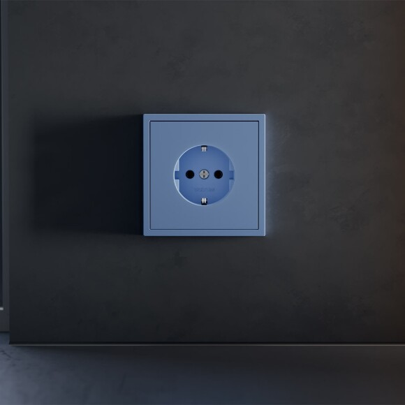 VLS000615 Накладка для розетки с заземлением синего джинсового цвета VOLTUM S70 (деним)