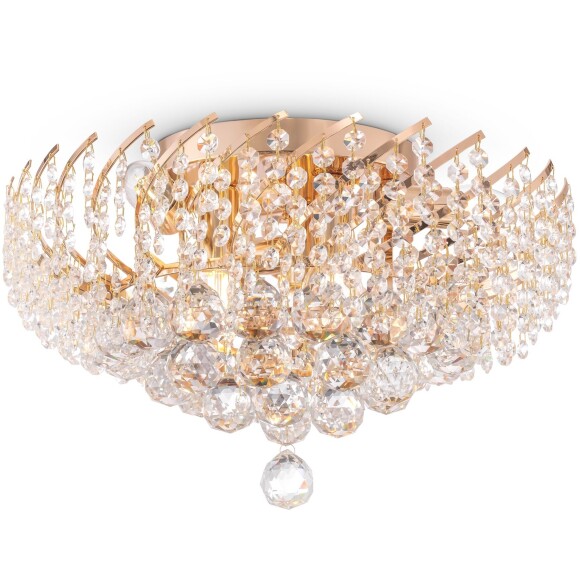 Люстра потолочная Maytoni Karolina DIA120-06-G E14 6 ламп, металл золото, хрусталь, классическая накладная люстра диаметром 41 см, Royal Classic Люстра потолочная Maytoni Karolina DIA120-06-G E14 6 ламп, металл золото, хрусталь, классическая накладная люстра диаметром 41 см, Royal Classic