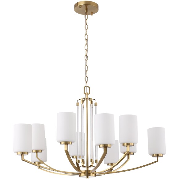 ST-Luce OPALUS BRASS SL1403.303.10 Подвесная люстра в ретро стиле, плафоны матовое белое стекло, основание металл цвета латунь, диаметр 90см, макс высота 115см, сменные лампы E27 10x40W IP20 220В