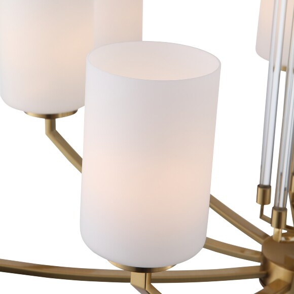 ST-Luce OPALUS BRASS SL1403.303.10 Подвесная люстра в ретро стиле, плафоны матовое белое стекло, основание металл цвета латунь, диаметр 90см, макс высота 115см, сменные лампы E27 10x40W IP20 220В