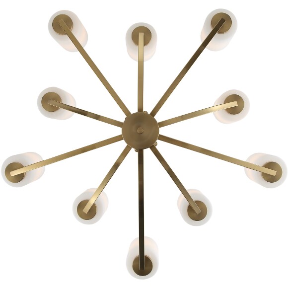 ST-Luce OPALUS BRASS SL1403.303.10 Подвесная люстра в ретро стиле, плафоны матовое белое стекло, основание металл цвета латунь, диаметр 90см, макс высота 115см, сменные лампы E27 10x40W IP20 220В