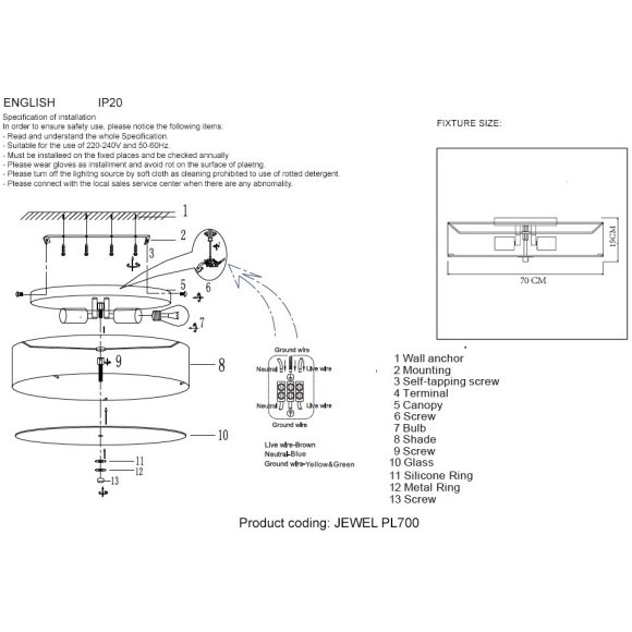 Светильник потолочный Crystal Lux JEWEL PL700 WH