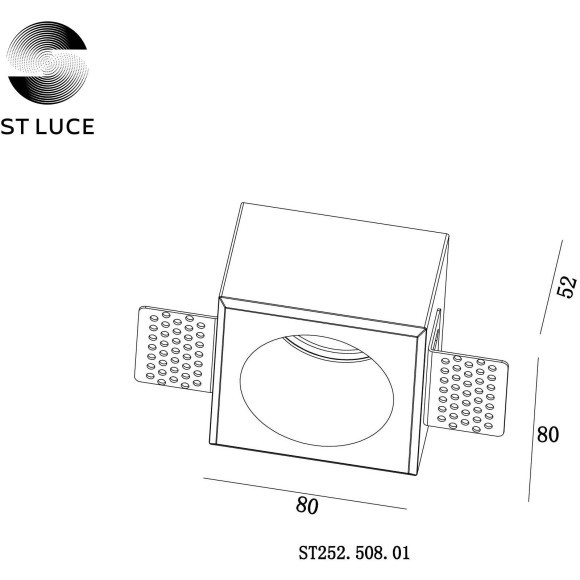 ST252.508.01 Св-к встр. из гипса Белый GU10 1*50W  IP20 L80xW80xH52 180-240V Без ламп Встраиваемые светильники