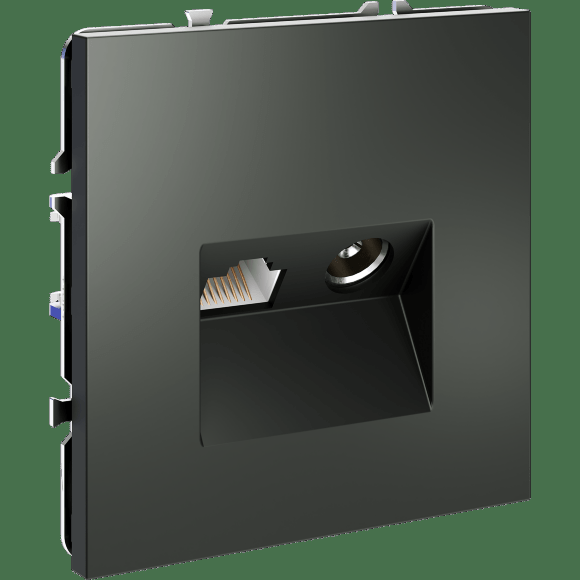 VLS060706 Розетка компьютерная RJ45 и ТV Телевизионная оконечная для антренных кабелей RG6 или РК 75-4,8-31. Патчкорд категории 6Е (для проводов CAT5-CAT6 до 10 Гбит/сек) титанового цвета VOLTUM S70 (титан)