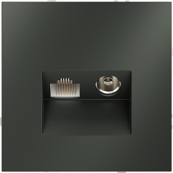 VLS060706 Розетка компьютерная RJ45 и ТV Телевизионная оконечная для антренных кабелей RG6 или РК 75-4,8-31. Патчкорд категории 6Е (для проводов CAT5-CAT6 до 10 Гбит/сек) титанового цвета VOLTUM S70 (титан)