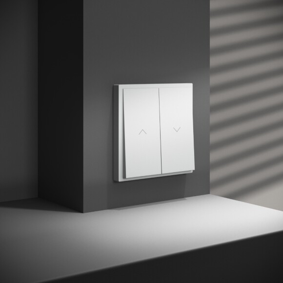 VLS020702 Выключатель для жалюзи звонкового типа для управления электроприводами белого матового цвета 10А (2200 Ватт) VOLTUM S70 (белый матовый)