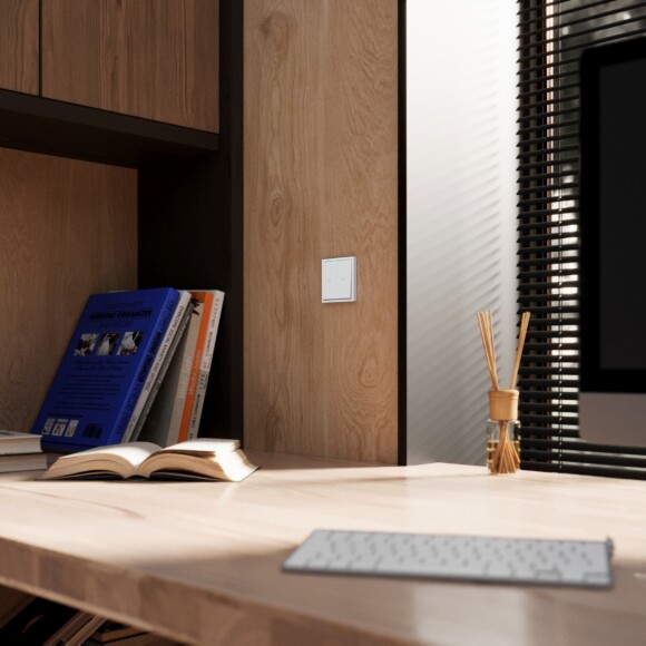 VLS020702 Выключатель для жалюзи звонкового типа для управления электроприводами белого матового цвета 10А (2200 Ватт) VOLTUM S70 (белый матовый)