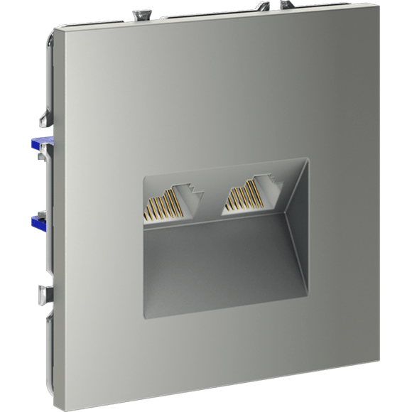 VLS060205 Розетка компьютерная двойная RJ45+RJ45 категории 6Е (для проводов CAT5-CAT6 до 10 Гбит/сек) стального цвета VOLTUM S70 (сталь)