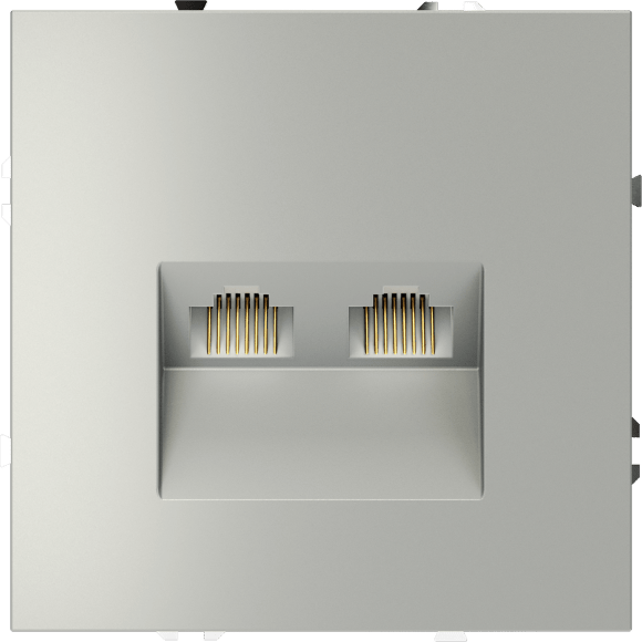 VLS060205 Розетка компьютерная двойная RJ45+RJ45 категории 6Е (для проводов CAT5-CAT6 до 10 Гбит/сек) стального цвета VOLTUM S70 (сталь)