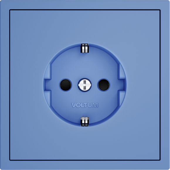 VLS000715 Накладка для розетки с заземлением и защитными шторками синего джинсового цвета VOLTUM S70 (деним)