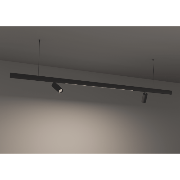 Crystal Lux CLT 0.126 01 L2000 BL 1407/033 Черный 2м магнитный двусторонний узкий 5мм шинопровод, накладной или подвесной, 2000x11x33мм