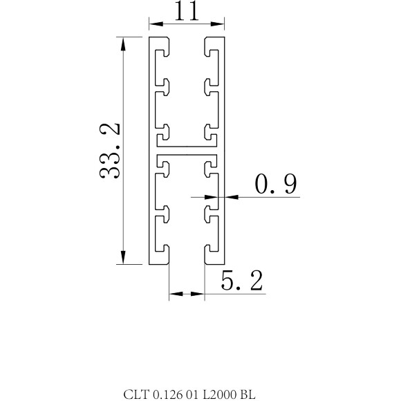 Crystal Lux CLT 0.126 01 L2000 BL 1407/033 Черный 2м магнитный двусторонний узкий 5мм шинопровод, накладной или подвесной, 2000x11x33мм
