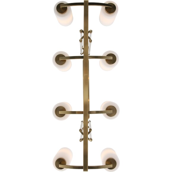 ST-Luce OPALUS BRASS SL1403.333.08 Подвесная люстра в ретро стиле, плафоны матовое белое стекло, основание металл цвета латунь, длина 97см, ширина 38см, макс высота 115см, сменные лампы E27 8x40W IP20 220В