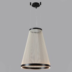 Crystal Lux Atrium A SP50W LED 4100/250.1 Подвесной светодиодный дизайнерский кольцевой светильник, диаметром 55 см, черный металл, плафон нити белого акрила LED 50Вт 3000K 5000Лм CRI90 IP20 220В