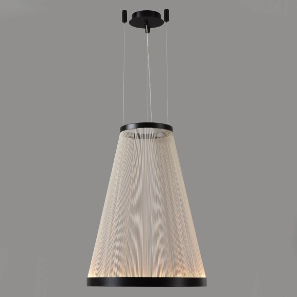 Crystal Lux Atrium A SP50W LED 4100/250.1 Подвесной светодиодный дизайнерский кольцевой светильник, диаметром 55 см, черный металл, плафон нити белого акрила LED 50Вт 3000K 5000Лм CRI90 IP20 220В