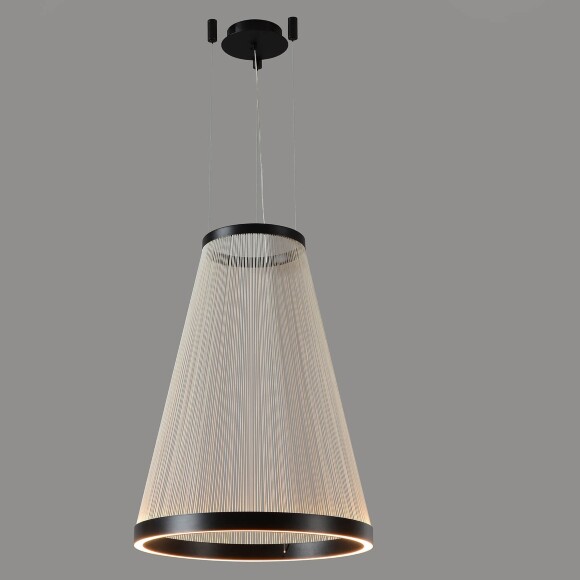 Crystal Lux Atrium A SP50W LED 4100/250.1 Подвесной светодиодный дизайнерский кольцевой светильник, диаметром 55 см, черный металл, плафон нити белого акрила LED 50Вт 3000K 5000Лм CRI90 IP20 220В