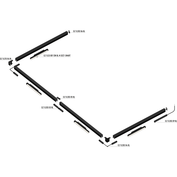 Магнитный накладной шинопровод 2м Space 48V Crystallux CLT 0.113 01 L2000 BL