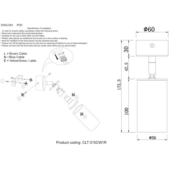 Светильник потолочный Crystal Lux CLT 015CW1R BL-GO