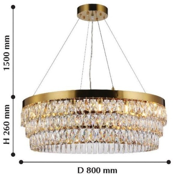 2206-16P, люстра подвесная, D800xH260/1760, 16xG9x40W, excluded