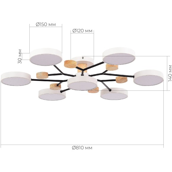 SLE6006-502-07 Светильник потолочный Белый/Белый LED 7*12W 3000K/4500K/6000K FAEMA
