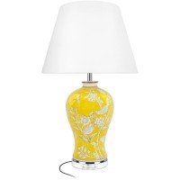 10387T Настольная лампа желтая с расписными птичками LOFT IT Acacia