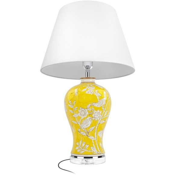 10387T Настольная лампа желтая с расписными птичками LOFT IT Acacia