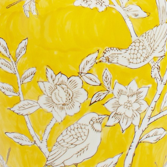 10387T Настольная лампа желтая с расписными птичками LOFT IT Acacia